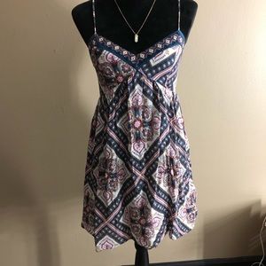 Blue and pink printed dress